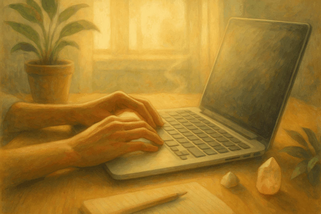 Tarefa de trabalho com presença e gratidão