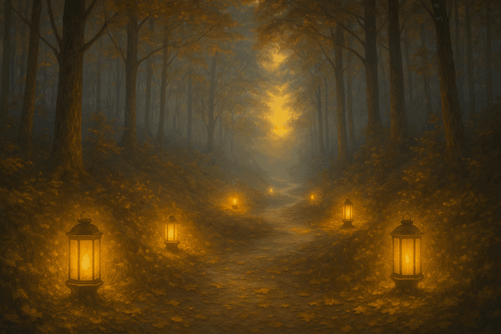 Caminho espiritual iluminado simbolizando Reiki como filosofia de vida.