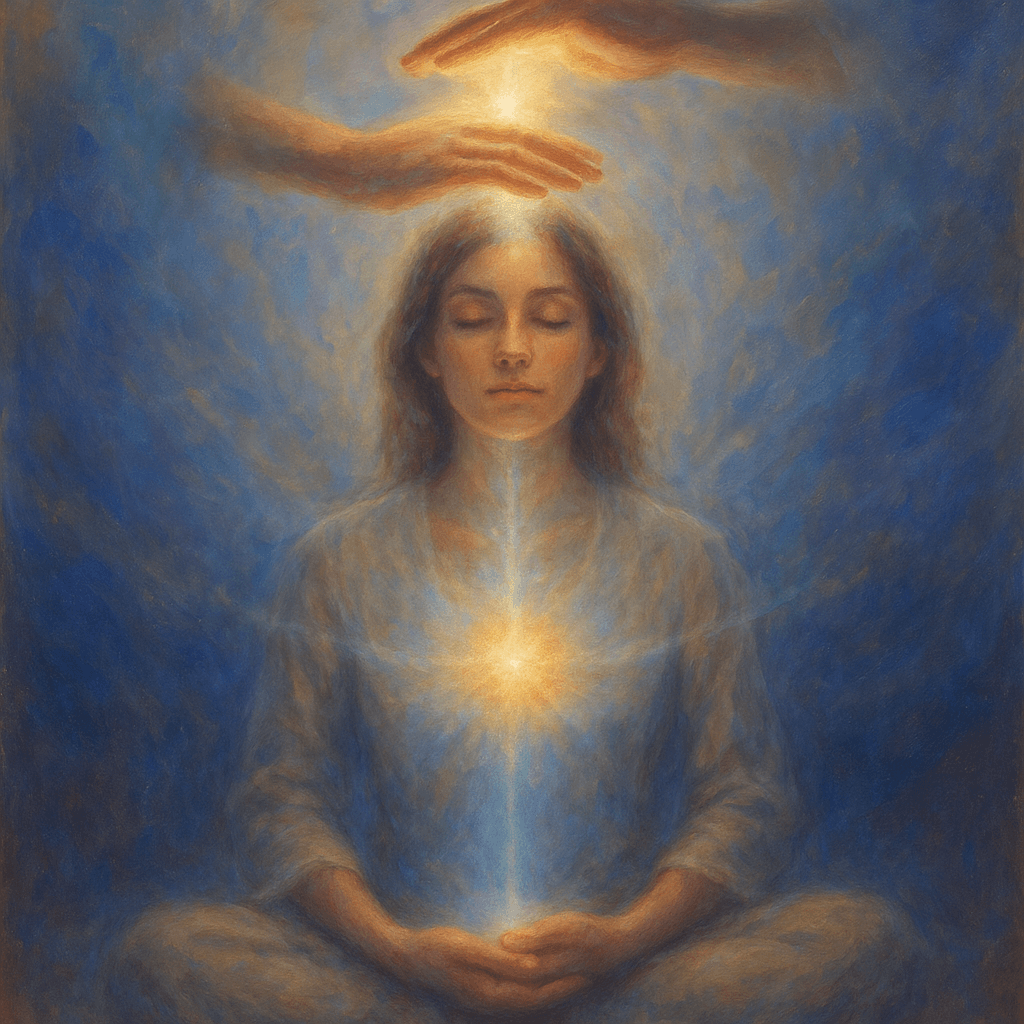 Posições clássicas do Reiki canalizando energia vital universal.