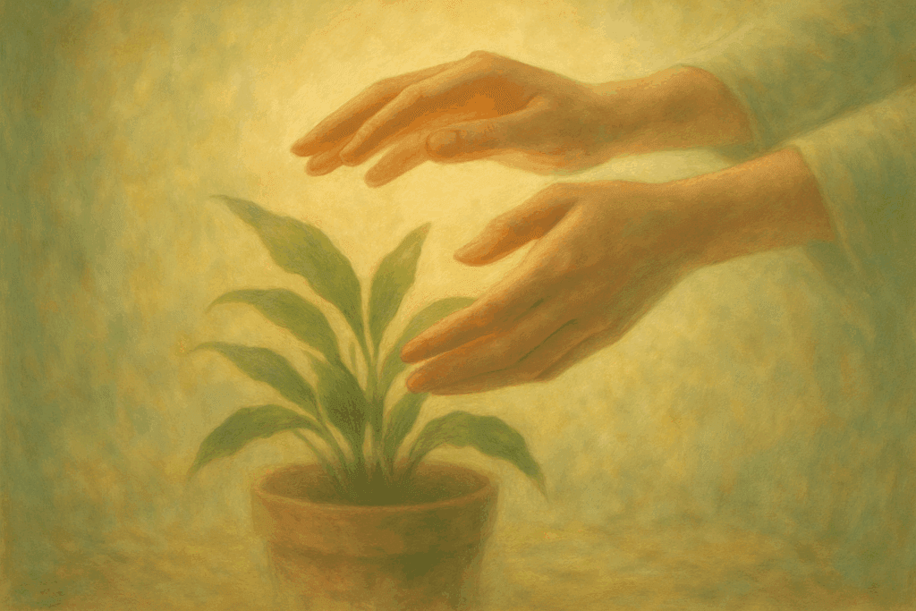 aplicação de Reiki em planta como prática energética no dia a dia