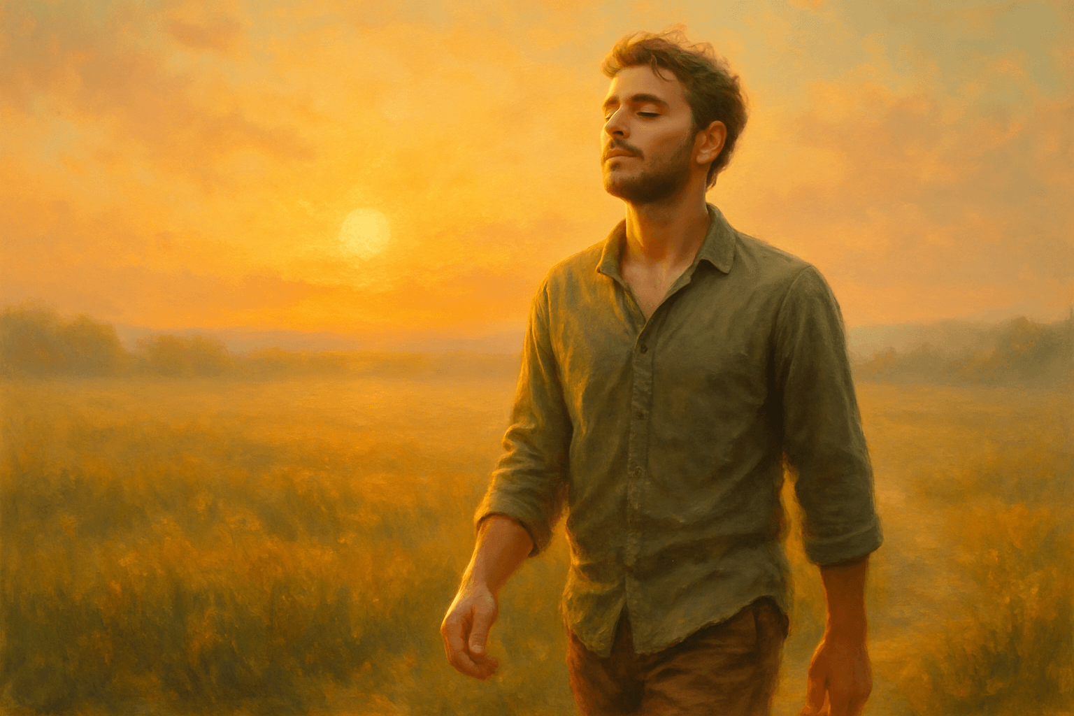 Caminho ao amanhecer representando o despertar da consciência e a saída do piloto automático.