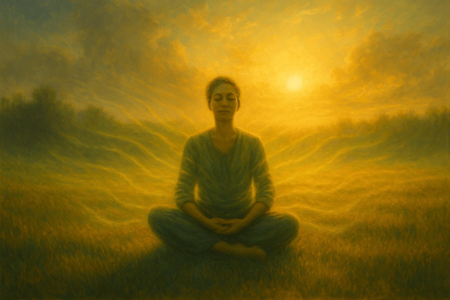 Pranayama e energia vital — respiração consciente ao nascer do sol