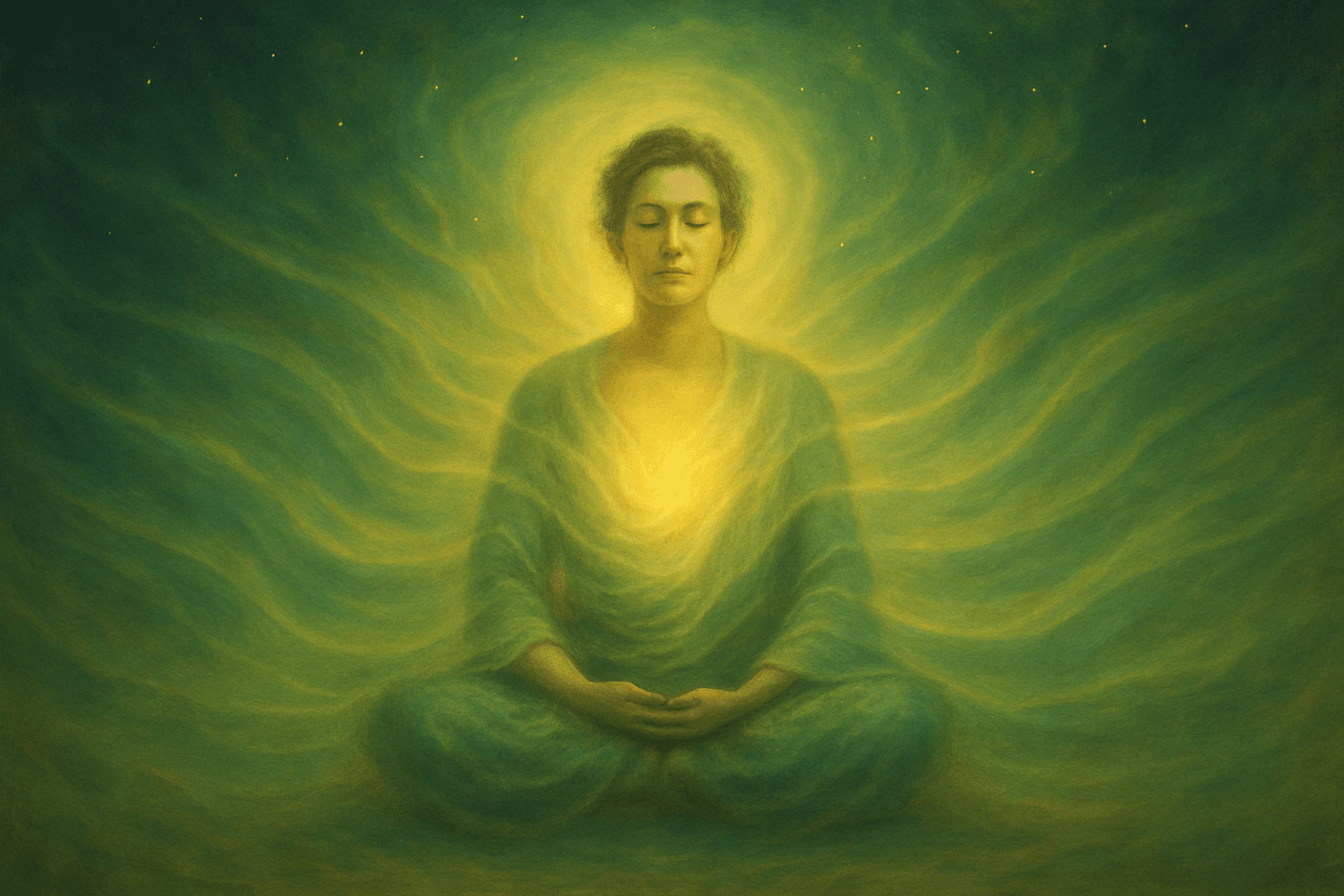 Campo energético humano em vibração positiva, simbolizando saúde e bem-estar.