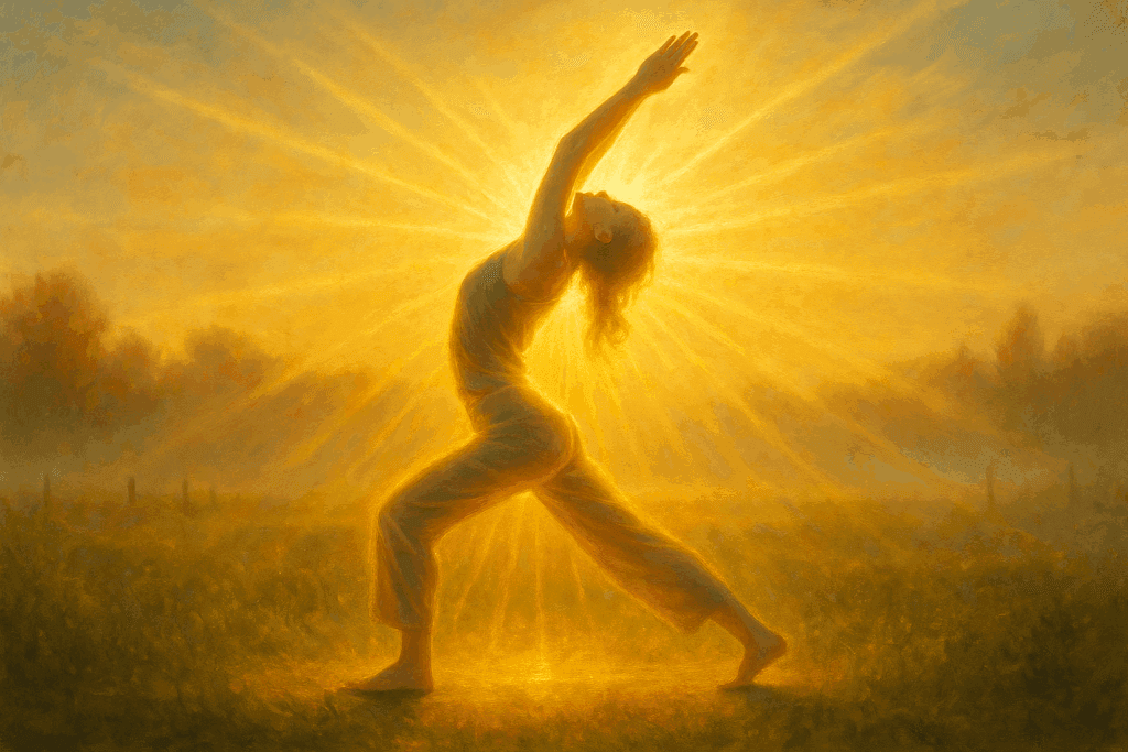 Saudação ao sol no yoga energético conectando respiração e energia vital