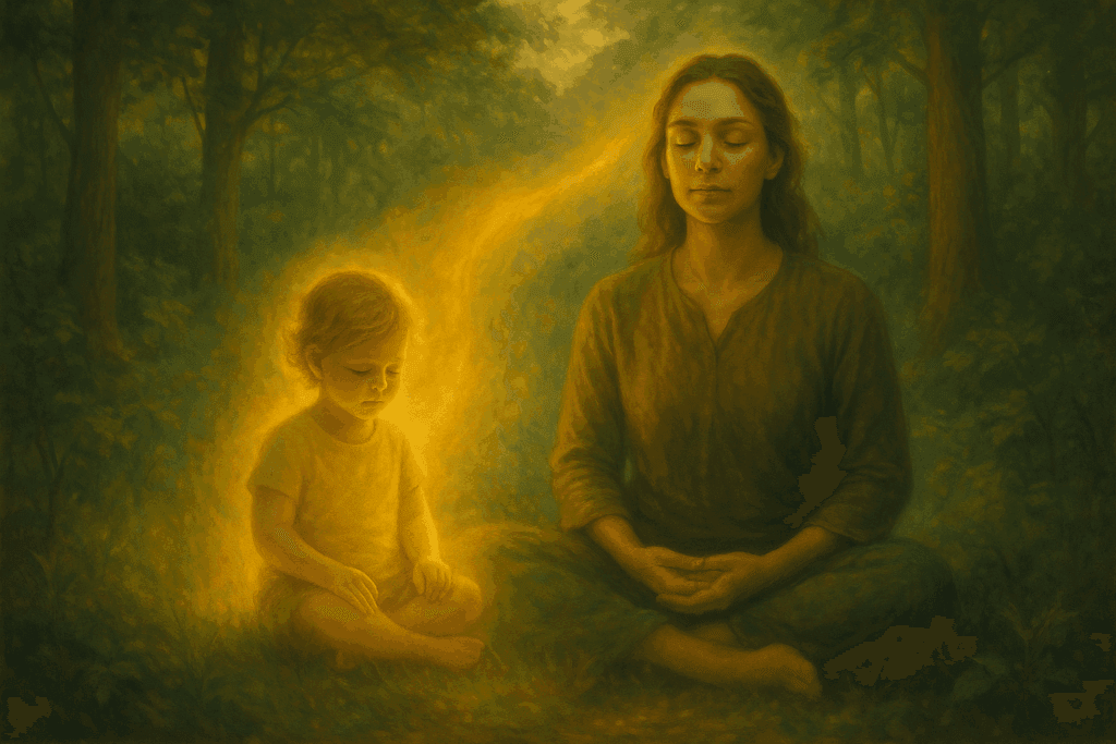 Conexão espiritual representada pela integração com a criança interior