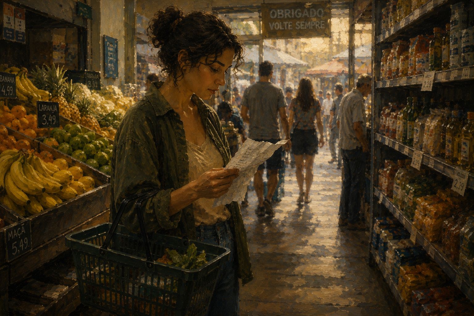 Aceitar_Pessoa parada em mercado de bairro refletindo sobre como se aceitar na vida real