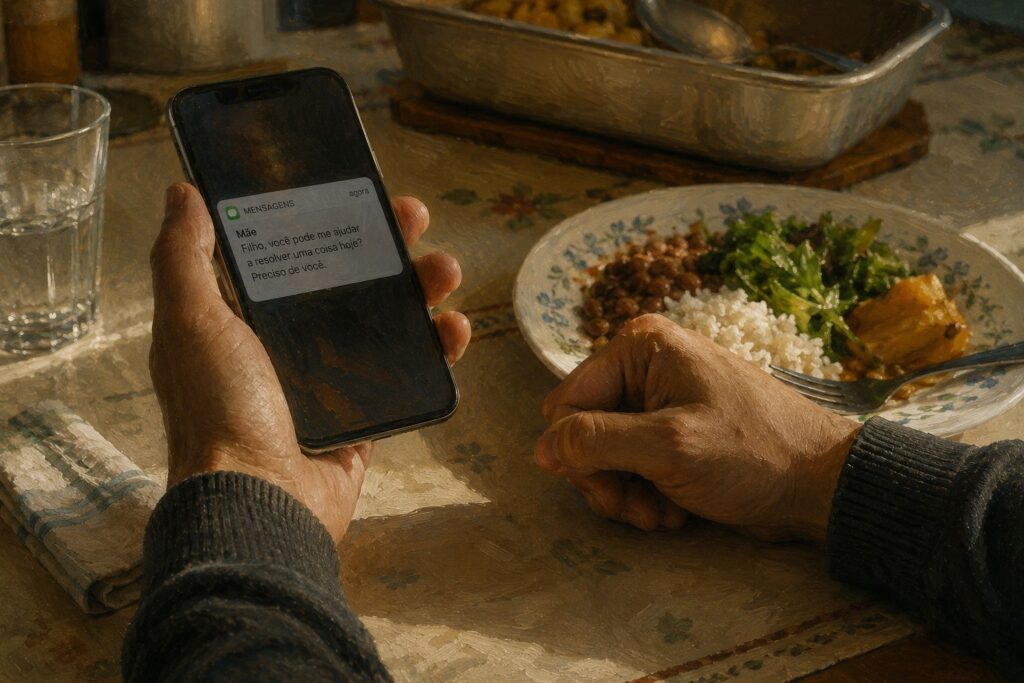 Limites_Mão segurando celular sem responder mensagem por culpa ao tentar colocar limites