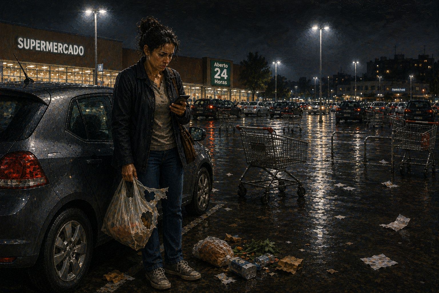 Relações Tóxicas_Pessoa no estacionamento olhando celular com tensão em uma relação tóxica